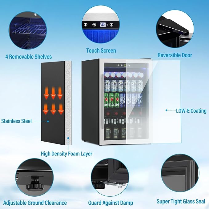 Compact Beverage Refrigerator Cooler, 145 Can/4.5 Cubic Feet Mini Fridge - Image 2