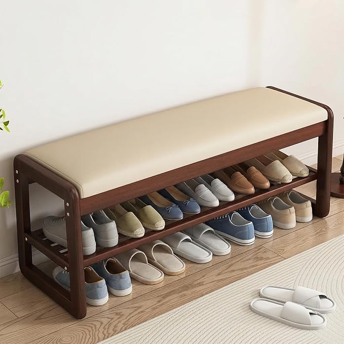Solid Wood Shoe Bench, Shoe Rack by XZFBNJJ