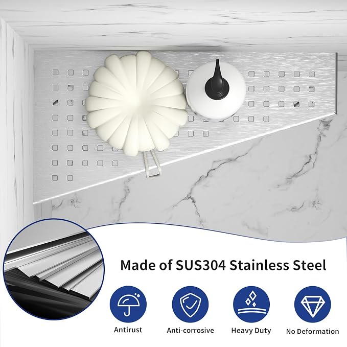 Corner Shower Shelf, Brushed 12" Trapezoid Floating Shelf, 304 Stainless Steel - Image 5