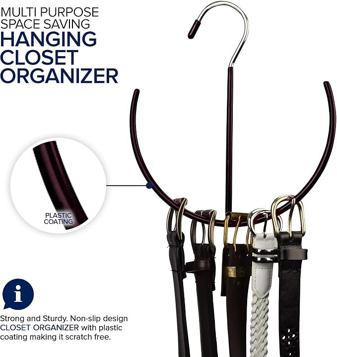 EASYVIEW Belt Scarf Hanger Space Saving Organizer Hanging Multi Purpose Ties - Image 3