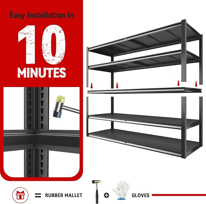 REIBII Garage Shelving 78" H, Storage Shelves Heavy Duty Shelving Unit Load - Image 8