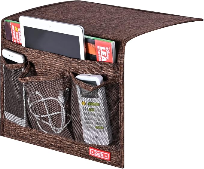 Linen 4 Pockets Bedside Caddy, Bedside Storage Organizer - Image 2