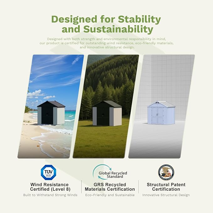 Patiowell 8x10 FT Plastic Shed Outdoor Storage Shed - Image 3