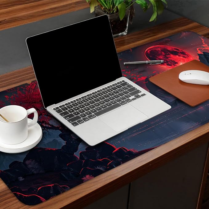 Red Moon Mouse Pad XXL – Large Gaming Desk Mat - Image 9