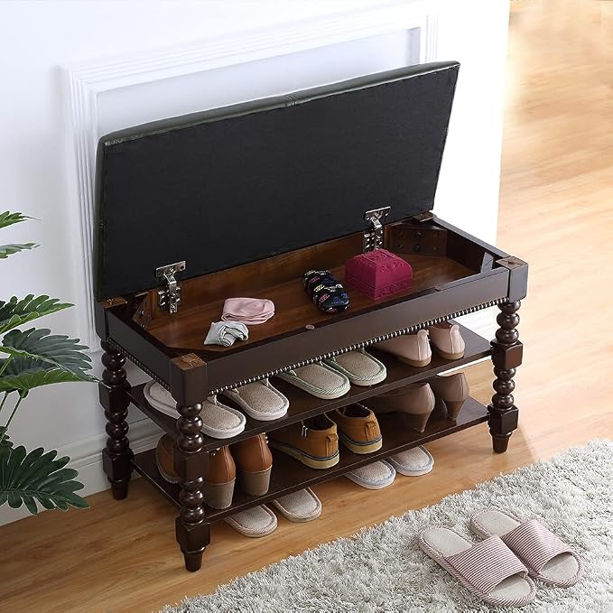 LEILISI Shoe Bench, Wood Storage Bench - Image 3