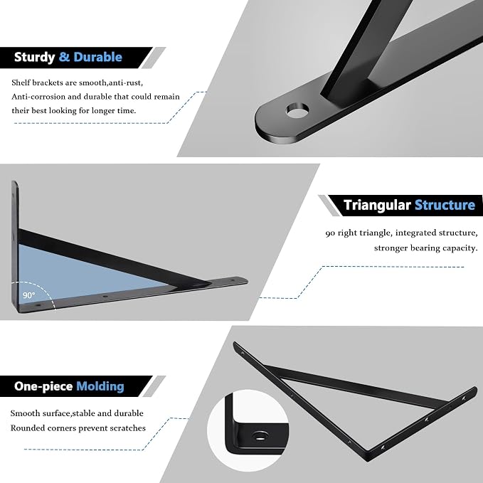 4 Pack L14 x H 10" Heavy Duty Shelf Brackets - Image 3