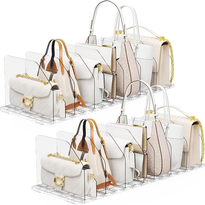 Bag & Purse Organizer for Closet, 4 Sets Adjustable Clear Handbag Storage Shelf by Unknown