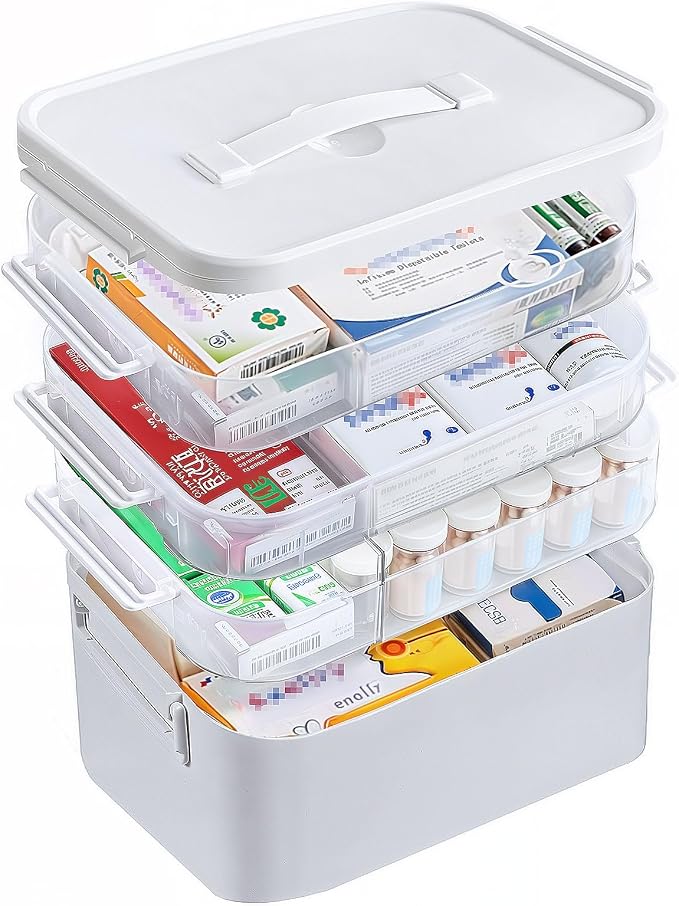 4-Tier Portable Medicine Cabinet Organizer, Large Medicine Storage Box by ANYPROLUS
