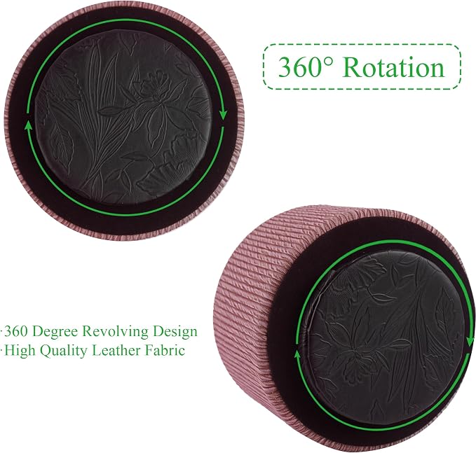 Round Leather Art Supply Organizer, Remote Control Holder, 360 Degree Spinning - Image 4