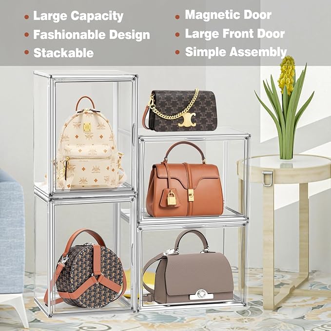 5 Pcs Super Large Acrylic Display Case Purse Handbag Storage Organizer - Image 3