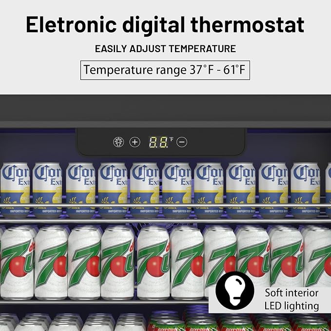 Beverage Refrigerator Cooler, 182 Can Mini Fridge Glass Door - Image 5