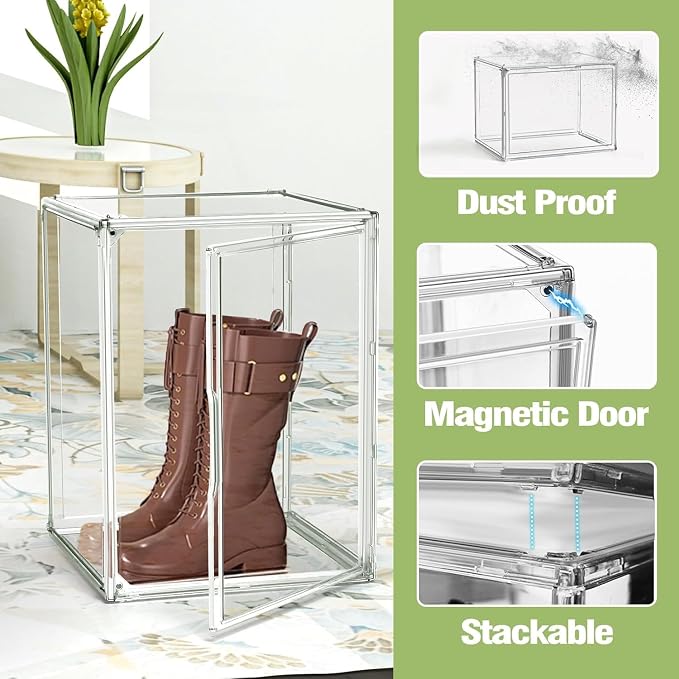 2 Pcs XX-Large Acrylic Shoe Display Case, 15.3'' x 9.8'' x 11.4'' Boot Boxes - Image 5