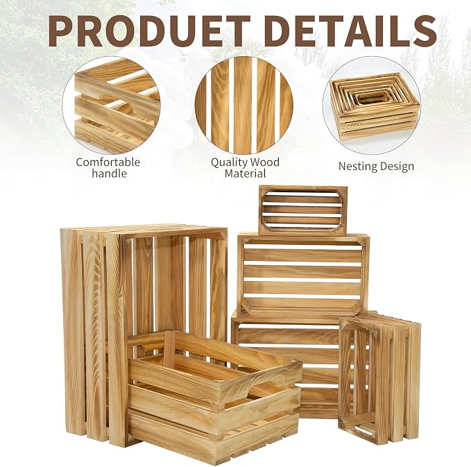 Extra Large 6 Pcs Decorative Wood Crates - Image 3