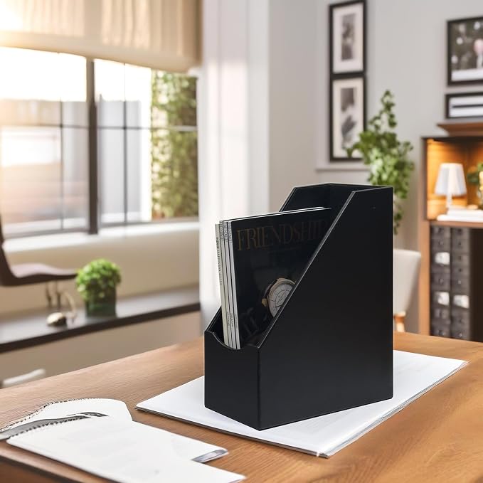 UnionBasic Magazine File Holder, Leatherette Desktop Document Organizer - Image 3