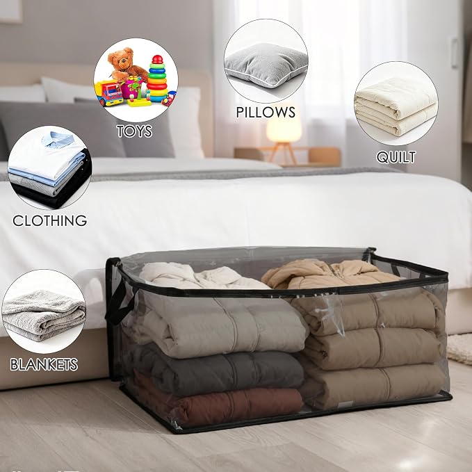 Fixwal 80L Large Storage Bags 4 Pack Clothes Storage Bins Foldable Thick - Image 4