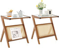 GOFLAME Rattan Side Table Set of 2, Z-Shaped End Table by GOFLAME