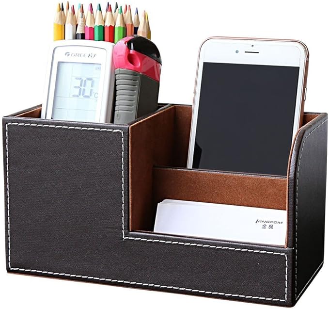 KINGFOM Desk Organizer Office Supplies Caddy Pu Leather Multi-function Storage by KingfomLeatherHomeOfficeDecor