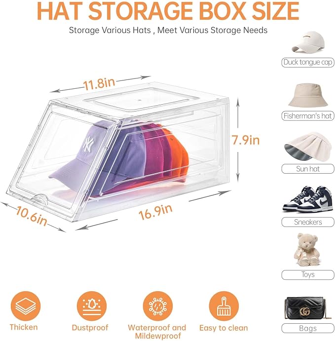 2 Pack Hat Organizer for Baseball Caps, Large Clear Cap Organizer - Image 2