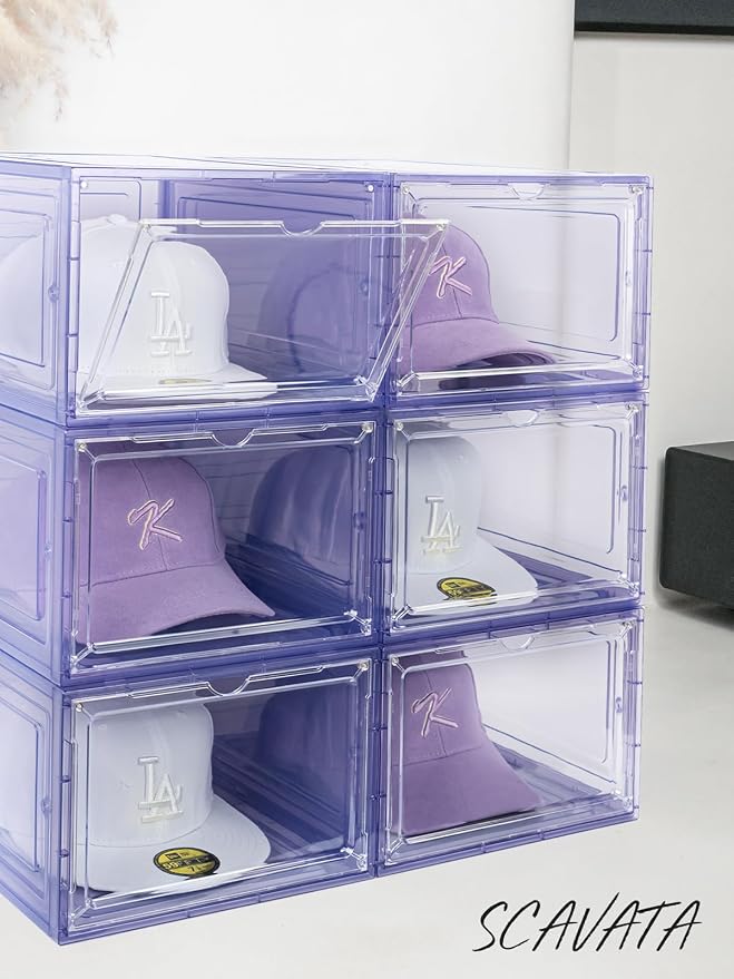 6 Pack Hat Organizer Box, Stackable Clear Baseball Caps Holder Box Containers - Image 7
