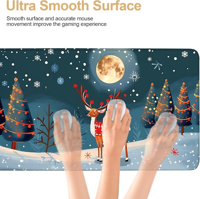 Large Mouse Pad 35.5 x 15.8 Inch, Christmas Reindeer Desk Mat, Gaming Mouse Pad - Image 4