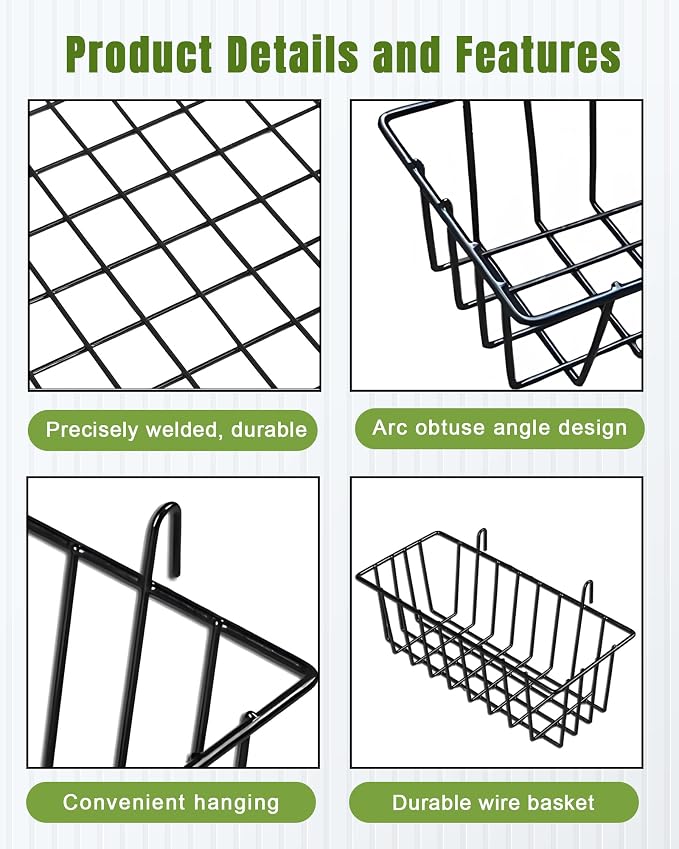 3 Pack Wall Basket, Hanging Wire Basket - Image 3