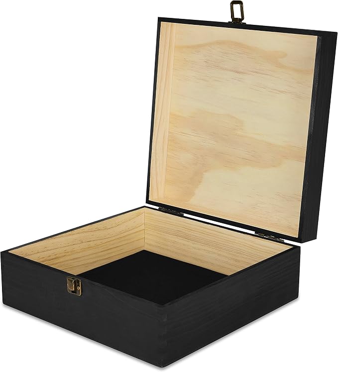 makerflo Large Black Pine Wood Memory Box - Image 3