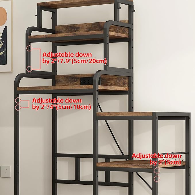 7-Tier Kitchen Storage Rack, Mini Fridge and Microwave Stand - Image 5