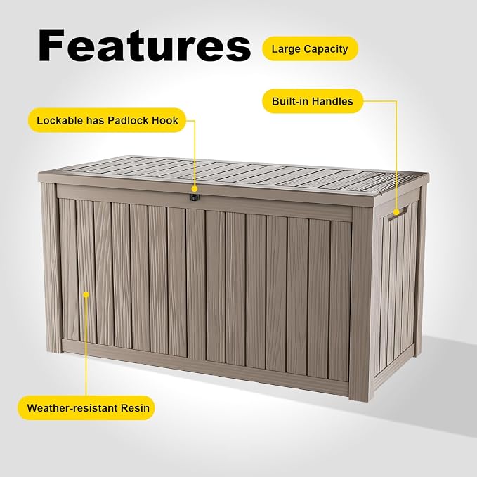 EasyUp 180 Gallon Outdoor Deck Box Waterproof, UV Resistant Resin Outdoor - Image 5