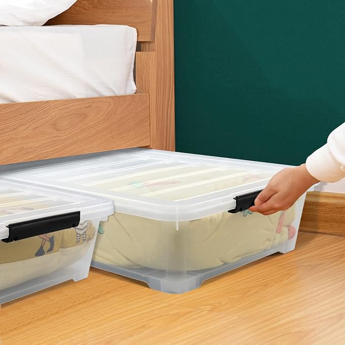 Zopnny 3-Pack 40 Quart Plastic Underbed Storage Box, Large Clear Under Bed - Image 6