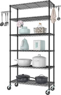 6-Tier Metal Storage Rack with Wheels, Sturdy Adjustable Wire Shelving Unit by Folews