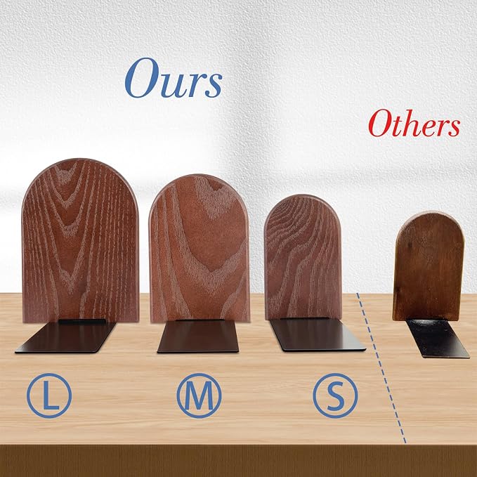 Book Ends, Large Sturdy Wooden Bookends - Image 4