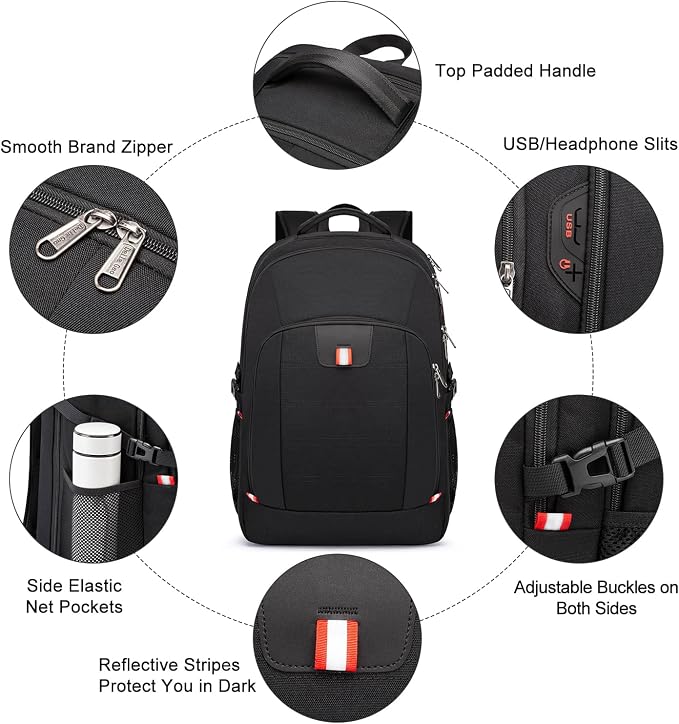 Della Gao Travel Laptop Backpack, 18.4 inch Extra Large Backpack - Image 6