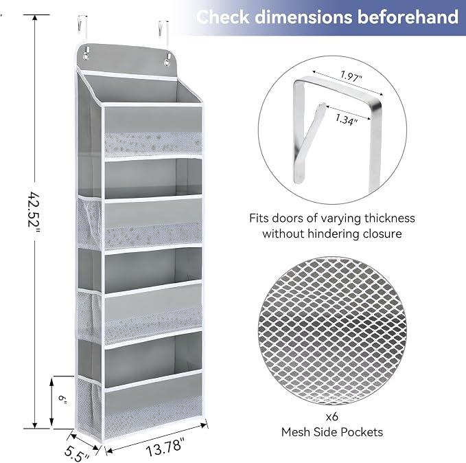 QINGUANG Over The Door Organizer, Hanging Organization and Storage, Behind Door - Image 3