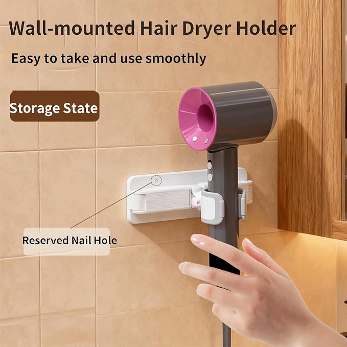 Wall Mount Hair Dryer for Bathroom, Adjustable Hands-Free Blow Dryer Stand - Image 3