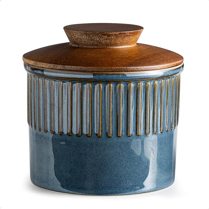 Ceramic Butter Dish with Lid, Butter Crock by YHOSSEUN