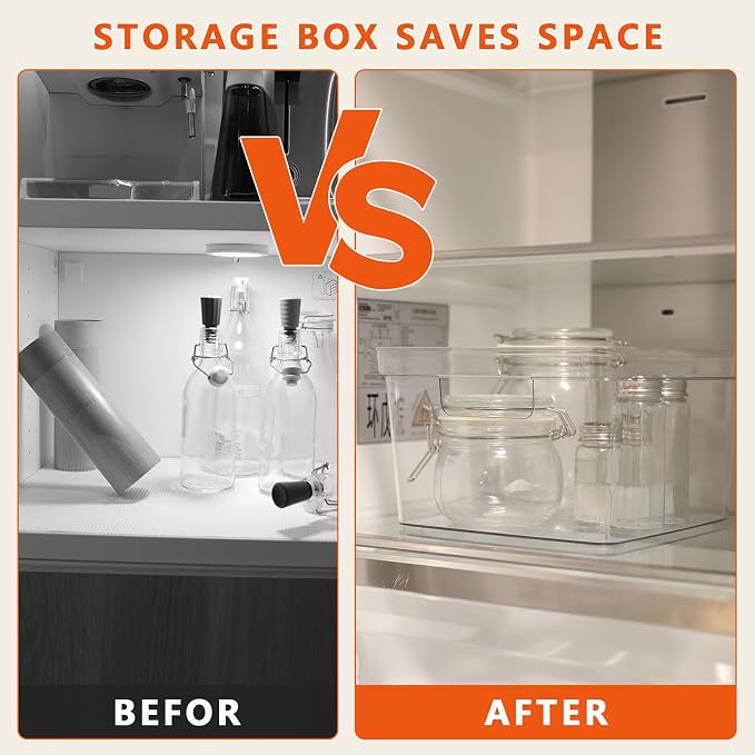 MOONEDGE 8-Pack Clear Plastic Storage Bins — Open-Top PET Containers and - Image 4