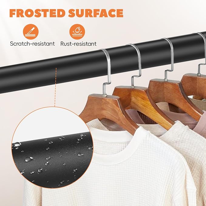 Closet Rod 50-87 Inches, Adjustable Heavy Duty Metal Black Closet Rods - Image 6