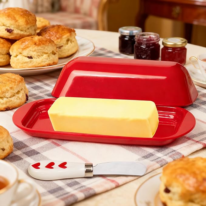 Butter Dish with Lid and Knife, Durable Countertop & Fridge Butter Keeper - Image 9
