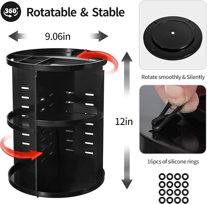 360 Rotating Makeup Organizer, DIY Adjustable Spinning Holder, Foldable - Image 4