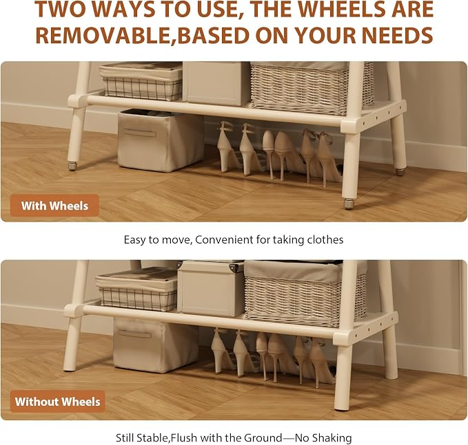 Solid Wood Clothes Rack, Clothing Rack - Image 5