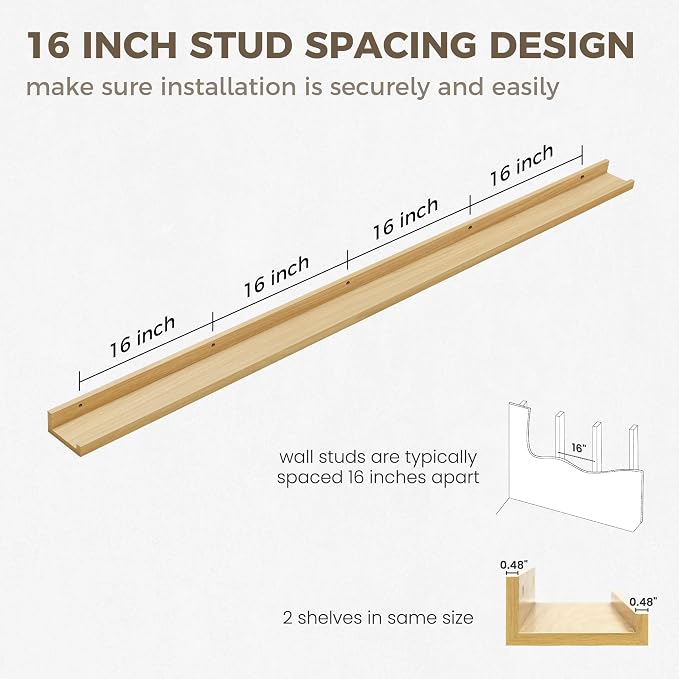 Axeman Oak Floating Shelves | 72 Inch Picture Ledge Shelf Set of 2 | Rustic Oak - Image 4