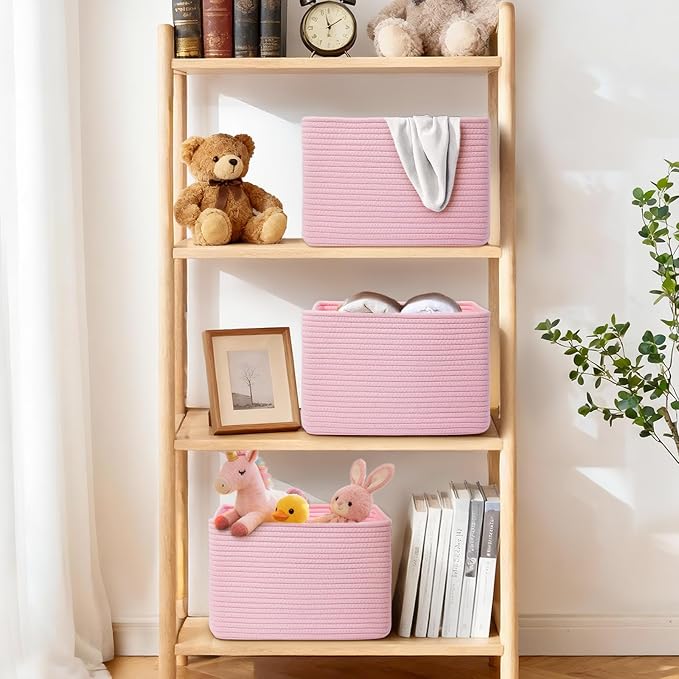 Storage Baskets for Organizing, 4 Pack Storage Baskets for Shelves, Woven - Image 2