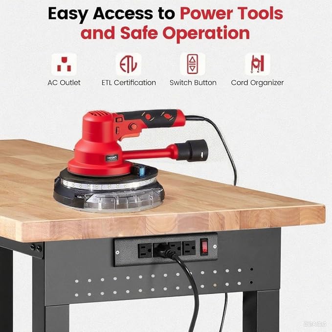 Workbench with Wheels 60 x 22 Heavy Duty Rubberwood Tabletop Work Bench - Image 5