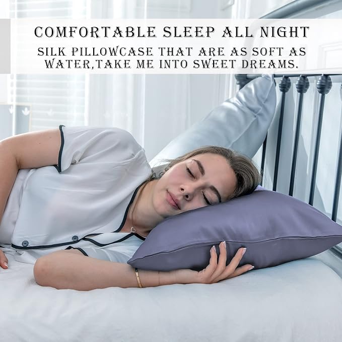 Silk Pillowcase for Hair and Skin, Breathable and Sliky 100% Standard Size - Image 6