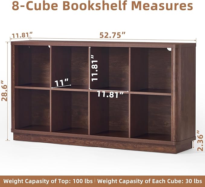 8 Cube Bookcase, Floor Standing 2-Tier Cubby TV Stand Bookshelf - Image 2