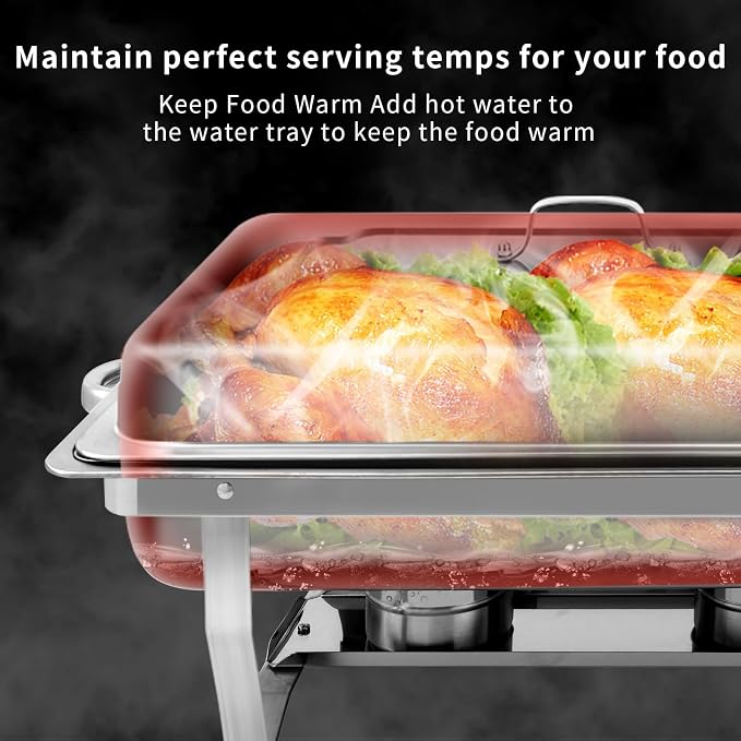 8 Qt 8 Pack Full Size Stainless Steel Chafing Dishes Buffet Set - Image 2