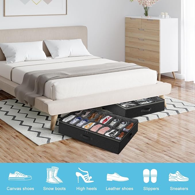 2 Pack Under Bed Shoe Storage Organizer - Image 2