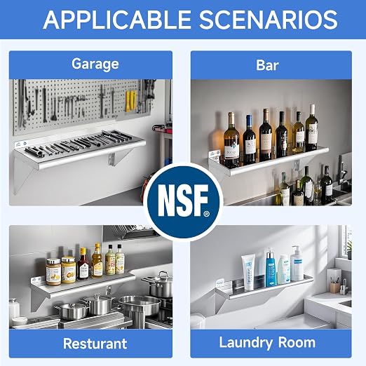 ROCKPOINT Stainless Steel Shelf 18 x 24 Inches 300lb, NSF Metal Commercial - Image 7