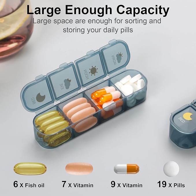 Pill Organizer 4 Times A Day, Pill Box 4 Times A Day 7 Day - Image 4