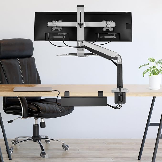 Mount-It! Clamp-On Under Desk Cable Management Tray – No-Drill Metal Cable - Image 9